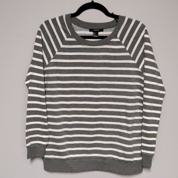 Forever 21 Gray and White Striped Crewneck - Picture 1 of 4